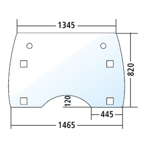 Luna delantera abatible para John Deere 6105R, 6115R, 6125R, 6130R, tintada (AL210039)