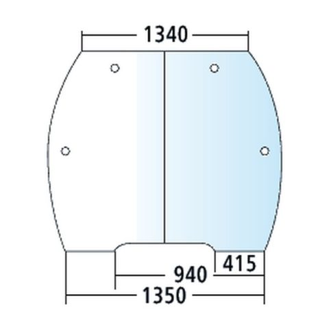 Luna delantera panorámica para John Deere 6105R, 6115R, 6125R, 6130R, tintada (L209737)