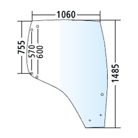 Luna derecha de la puerta para New Holland T6010, 6020, 6030, 6040, tintada (87560791)
