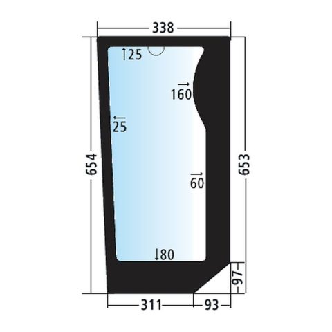 Luna frontal derecha para Case IH MXM 120, 130, 140, 155, tintada (82001924)