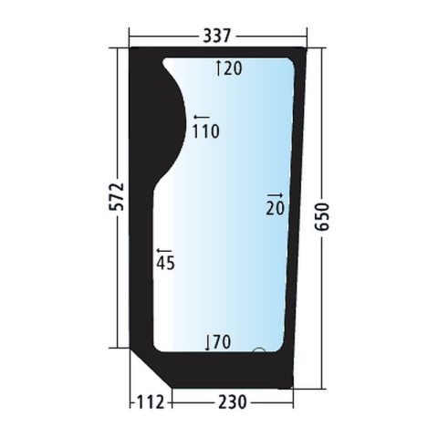 Luna frontal izquierda para Case IH MXM 120, 130, 140, 155, tintada (82001923)