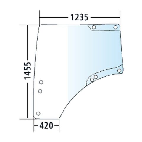 Luna izquierda de la puerta para John Deere 6105R, 6115R, 6125R, 6130R, tintada (L212967)