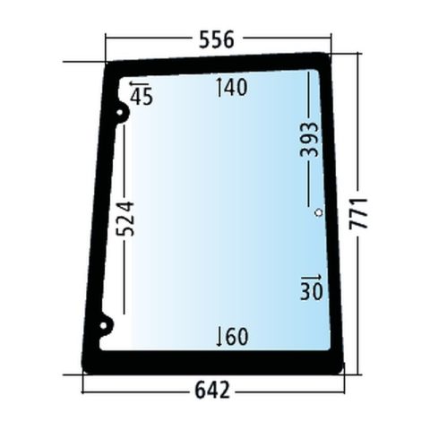 Luna lateral derecha para Case IH MXM 120, 130, 140, 155, verde (82029320)