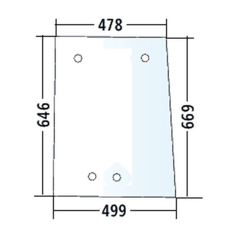 Luna lateral derecha para Valmet 6000, 6100, 6200, 6250, tintada (31535000)